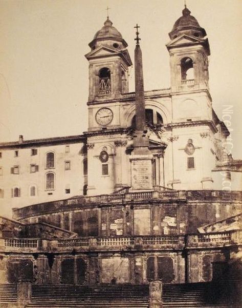 Chiesa Di Trinita Dei Monti E Scalinata Oil Painting by Robert Eaton