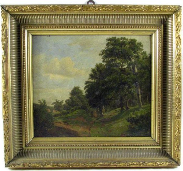 Wooded Landscape Oil Painting by Fritz Carl Werner Ebel