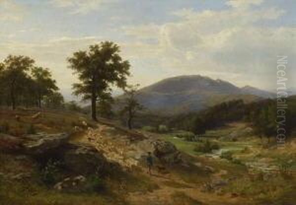 Sommerliche
 Mittelgebirgslandschaft. Oil Painting by Fritz Carl Werner Ebel