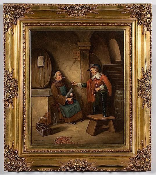 Genre Scene Oil Painting by Johann Jakob Eberhardt