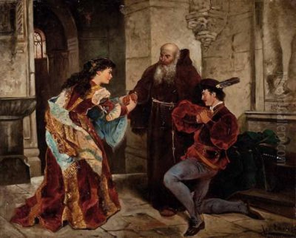 Szene Aus Shakespeares Romeound Julia Oil Painting by Leopold Eberhofer