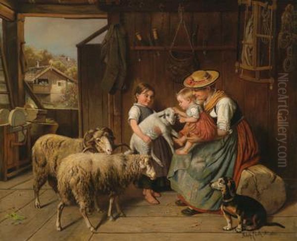 Der Kleine Liebling Oil Painting by Adolf Eberle