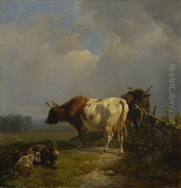 Vieh Auf Der Weide Oil Painting by Robert Eberle