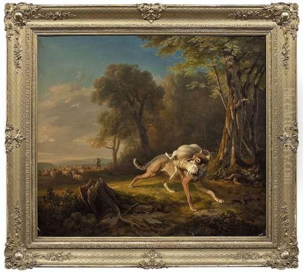 A Wolf Has Mauled A Sheep Oil Painting by Robert Eberle