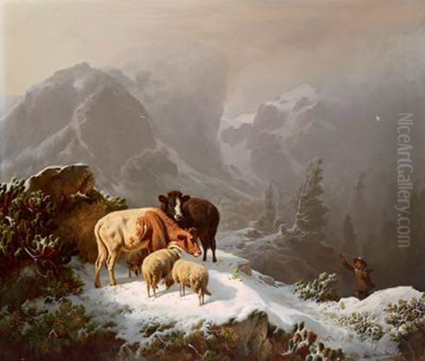 Sorpreso Dalla Nevicata Oil Painting by Robert Eberle