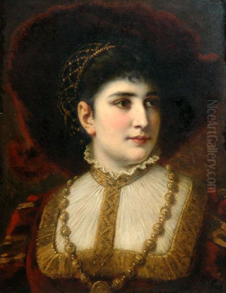 Bust Of A Woman Oil Painting by Anton Ebert