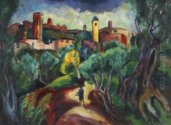 Landschaft Bei Santa Chiara Oil Painting by Josef Eberz