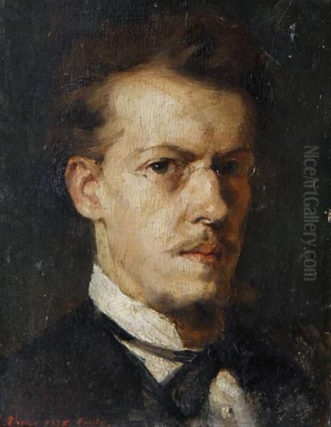 Portrait Of A Man Oil Painting by Lajos Deak Ebner