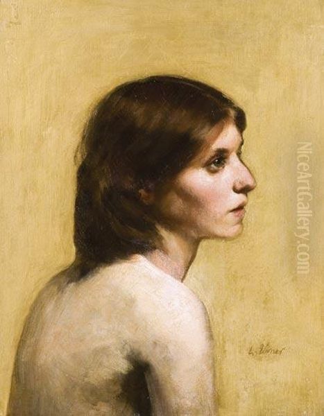 Modell Oil Painting by Lajos Deak Ebner