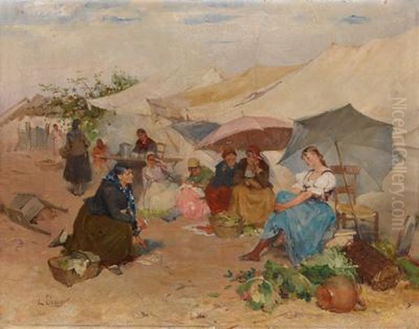 Die Wahrsagerin Oil Painting by Ludwig Ebner