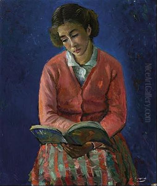 Mujer Leyendo Oil Painting by Ignacio Echandi Azcarate