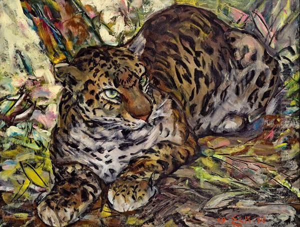 Leopard Oil Painting by Ernst Eck