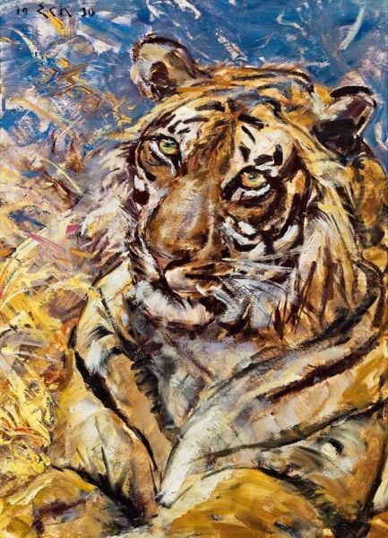 Tiger Oil Painting by Ernst Eck