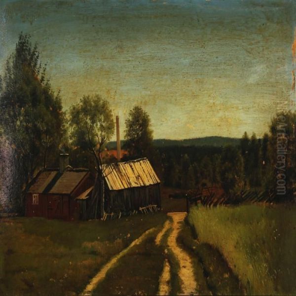 Summerlandscape With Greenhouse And Hut Oil Painting by Christian Eckardt