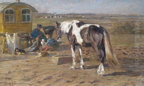 Zigeunerlager Oil Painting by Friedrich Eckenfelder