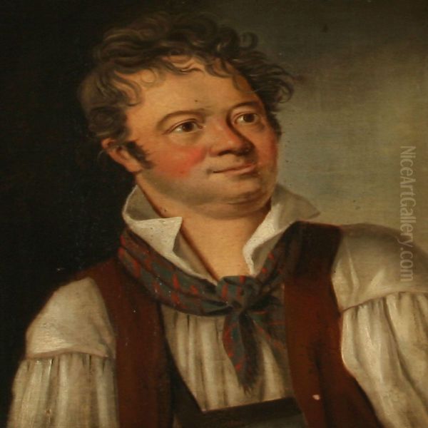 Portrait Of A The Danish Actor Hans Christian Knudsen Oil Painting by Christoffer Wilhelm Eckersberg