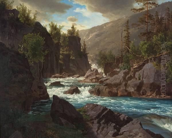 Storslatt Norsk Natur Oil Painting by Johan Frederick Eckersberg