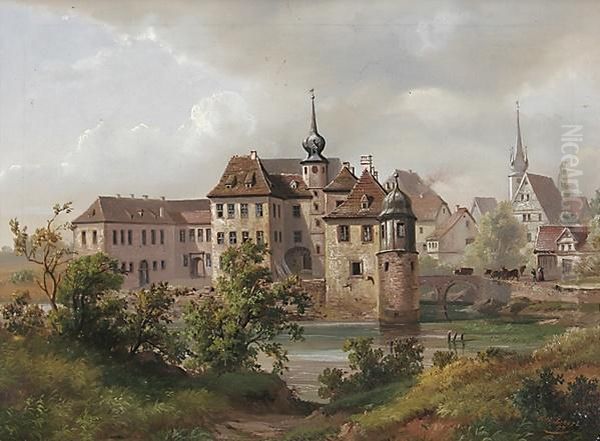 Schlos Schrozberg Oil Painting by Georg Maria Eckert