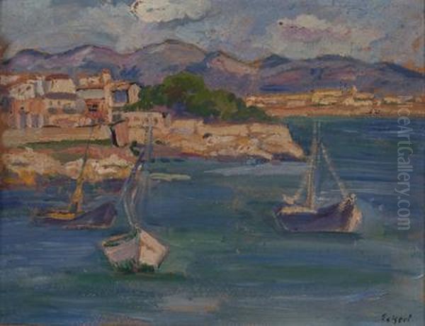 Spanische Kuste Mitsegelbooten Oil Painting by Robert Eckert