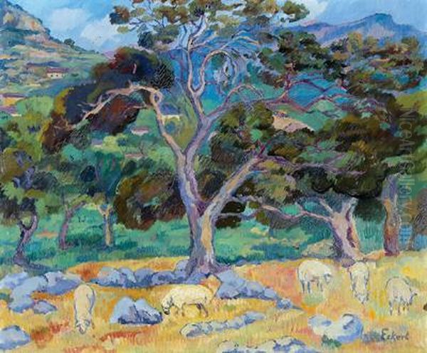 Landschaft In Pollensa (majorca) Oil Painting by Robert Eckert