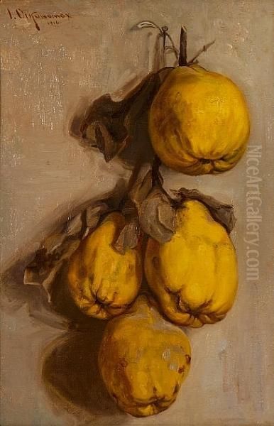 Still Life With Quinces Oil Painting by Ioannis Economou