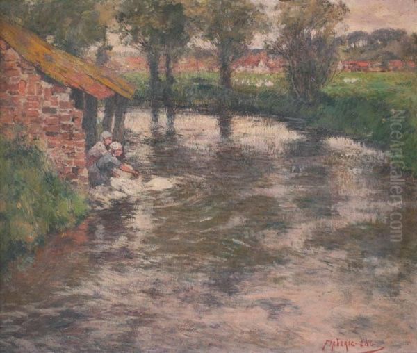 Lavandieres Oil Painting by Frederick Charles Vipont Ede