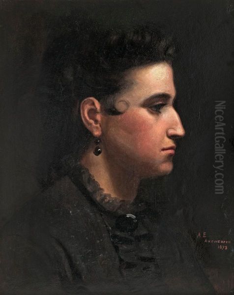 Portrait Of A Woman Oil Painting by Albert Edelfelt