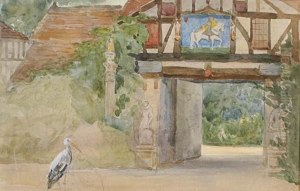 Landscape With Stork Oil Painting by William Eden