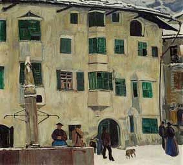 Haus Im Inntal. Oil Painting by Carl Ederer