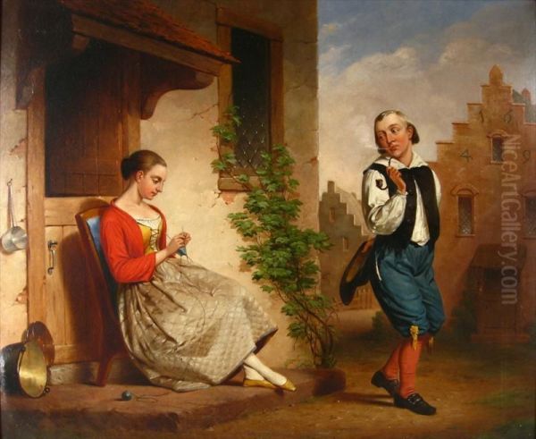 A Sly Expression Oil Painting by Francis W. Edmonds