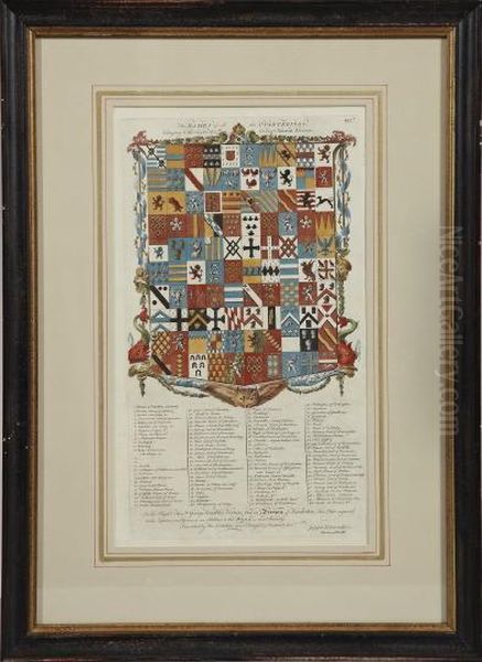 Coat Of Arms Of George Baron Lytteltonand George Baron Vernon Oil Painting by Joseph Edmondson