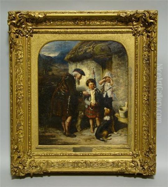 Bagpipe Lessons Oil Painting by Samuel Edmonston