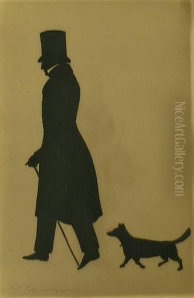 Silhouette Of A Gentleman And His Dog Oil Painting by Augustin Amant C.F. Edouart