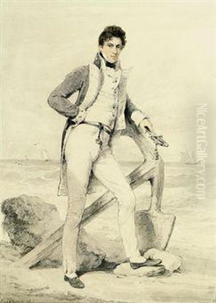 Portrait Of Captain Hoste Of H.m.s. Oil Painting by Henry Edridge