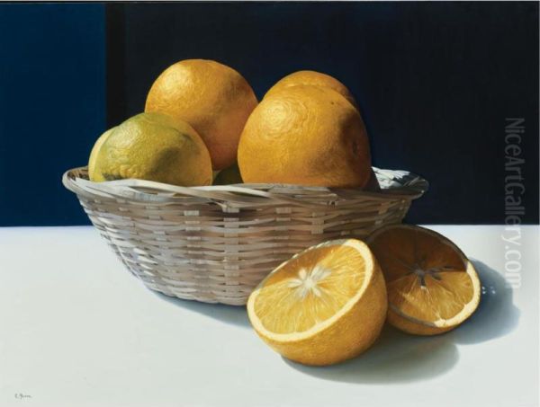 Cesto Com Laranjas I Oil Painting by Bortk Eduardo