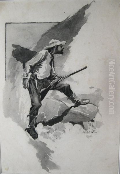 Cowboy Oil Painting by George Wharton Edwards