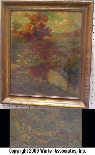 Autumn Landscape Featuring Winding Stream Oil Painting by Harry C. Edwards