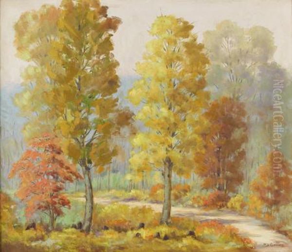 Untitled Autumn Landscape Oil Painting by Mary Edwards