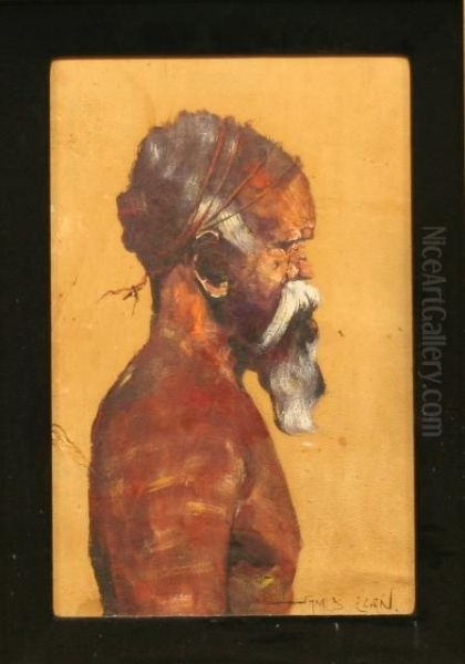 Portrait Of An Aboriginal Man Oil Painting by James Egan