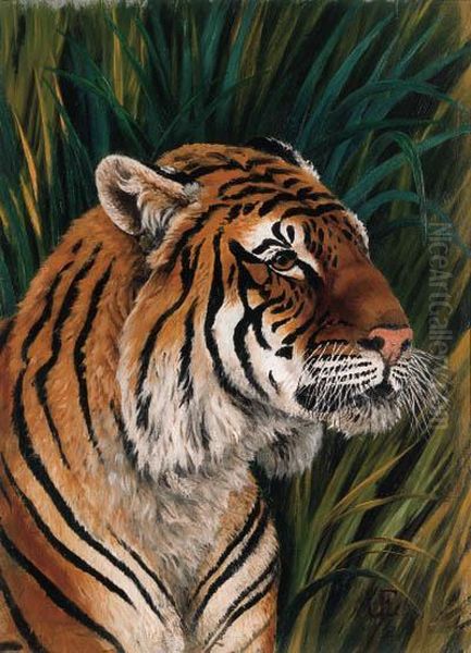 Head Of A Tiger Oil Painting by Urs Eggenschwiler