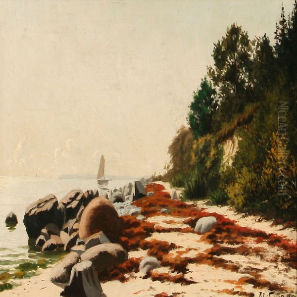 Seashore Oil Painting by Johan Peter Eggers