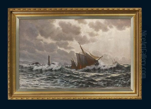 Segelboote Auf Sturmischer See Oil Painting by Johan Peter Eggers