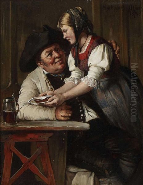 Ein Zudringlicher Gast. Oil Painting by Sigmund Eggert