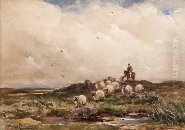 Driving Sheep Oil Painting by Wycliffe Egginton