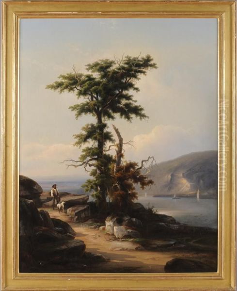 Break Neck Mountain On The Hudson Oil Painting by Max Eglau