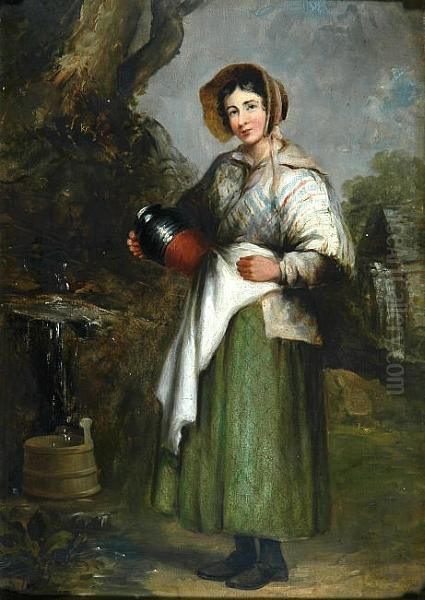 Girl At A Spring Oil Painting by James T. Eglington