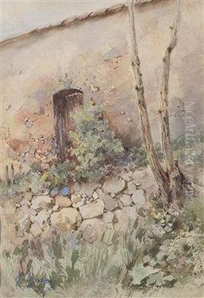 Steinmauer Und Geroll Oil Painting by Marie Egner