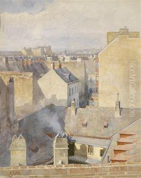 Blick Aus Dem Atelier In Der Klagbaumgasse Oil Painting by Marie Egner