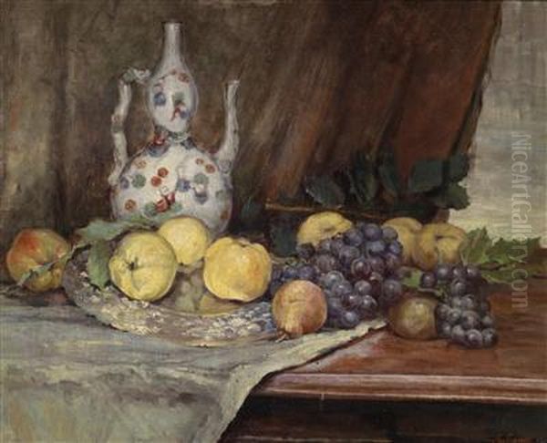 Still Life With Fruit And Pumpkin Pot Oil Painting by Marie Egner