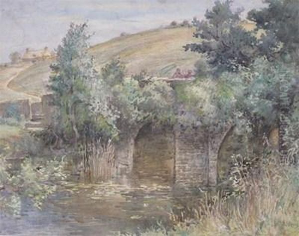 Figures On A Bridge Oil Painting by Ernest Herman Ehlers